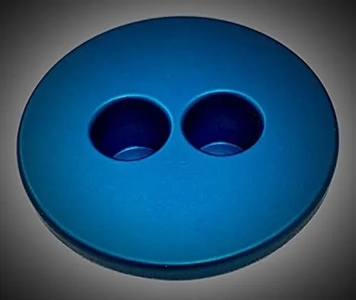 Blue disc with two holes on surface