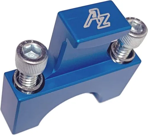 Blue tool part with screws and AZ logo.